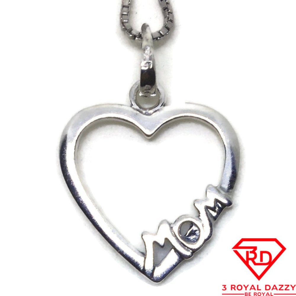 Heart Love Mom 3D Pendant 925 Sterling Silver